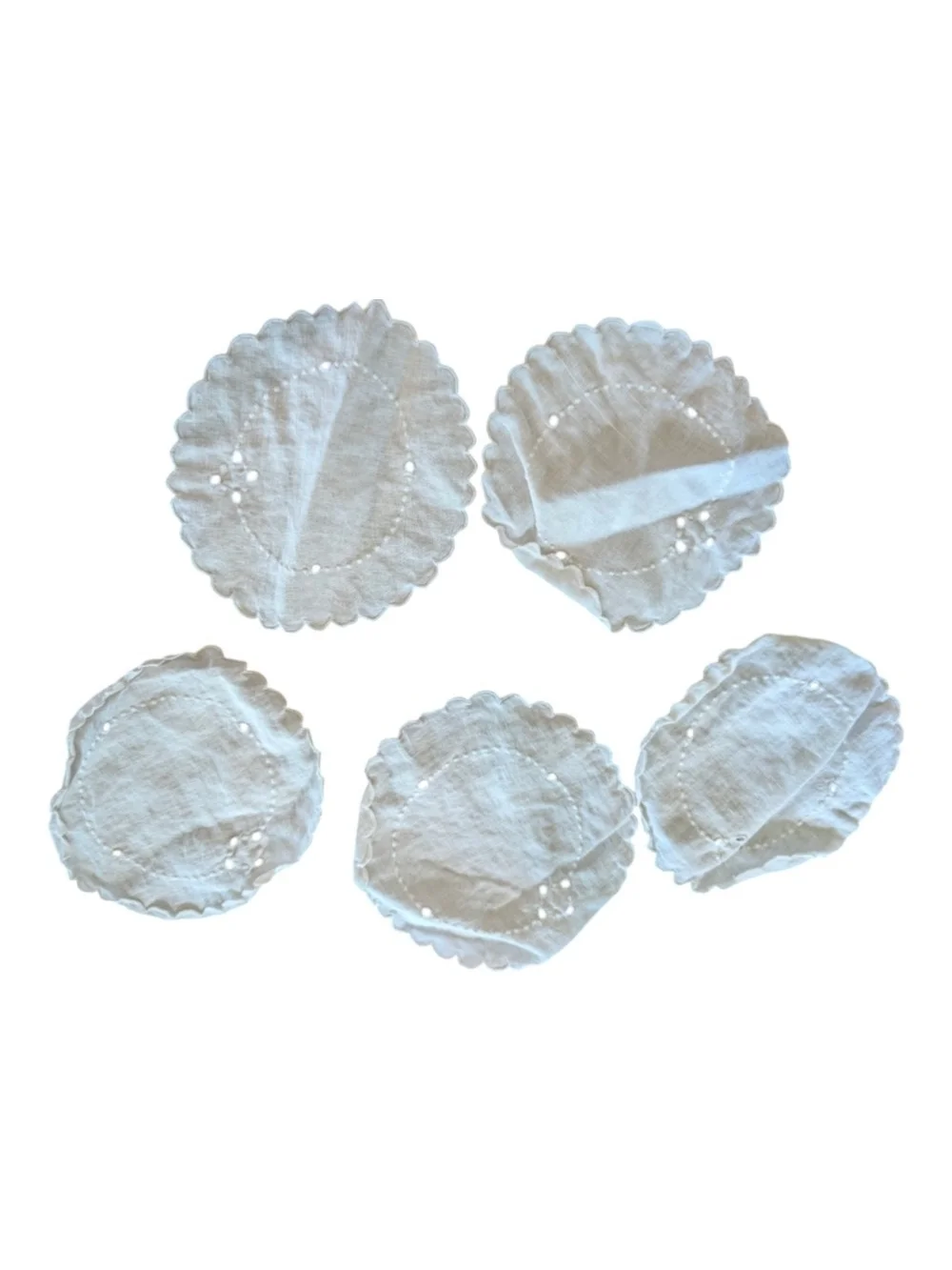 White Lace-Edge Fabric Coasters - Set of 5